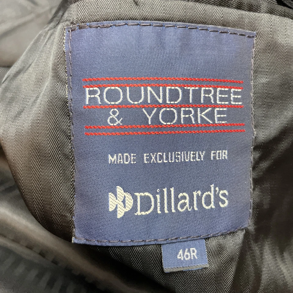 Vtg Roundtree & Yorke Double Breasted Overcoat Mens 46R Charcoal 100% Wool USA - Image 4 of 4