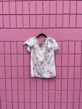 48 S Banana Republic White Pink Grey Flutter Silky Top