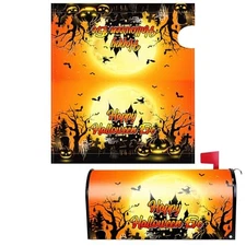 Halloween Magnetic Mailbox Cover, 21x18in Pumpkin Ghost Post Box Spooky Pumpkin