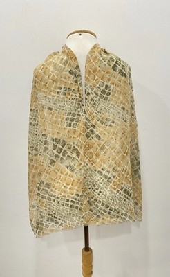 H74# Luxury Italian Silk Scarf Animal Print Crocodile Snake Skin Pattern Beige