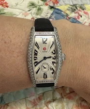 Michele Women's Coquette Slim S/S Quartz Watch Diamond Encrusted Bezel