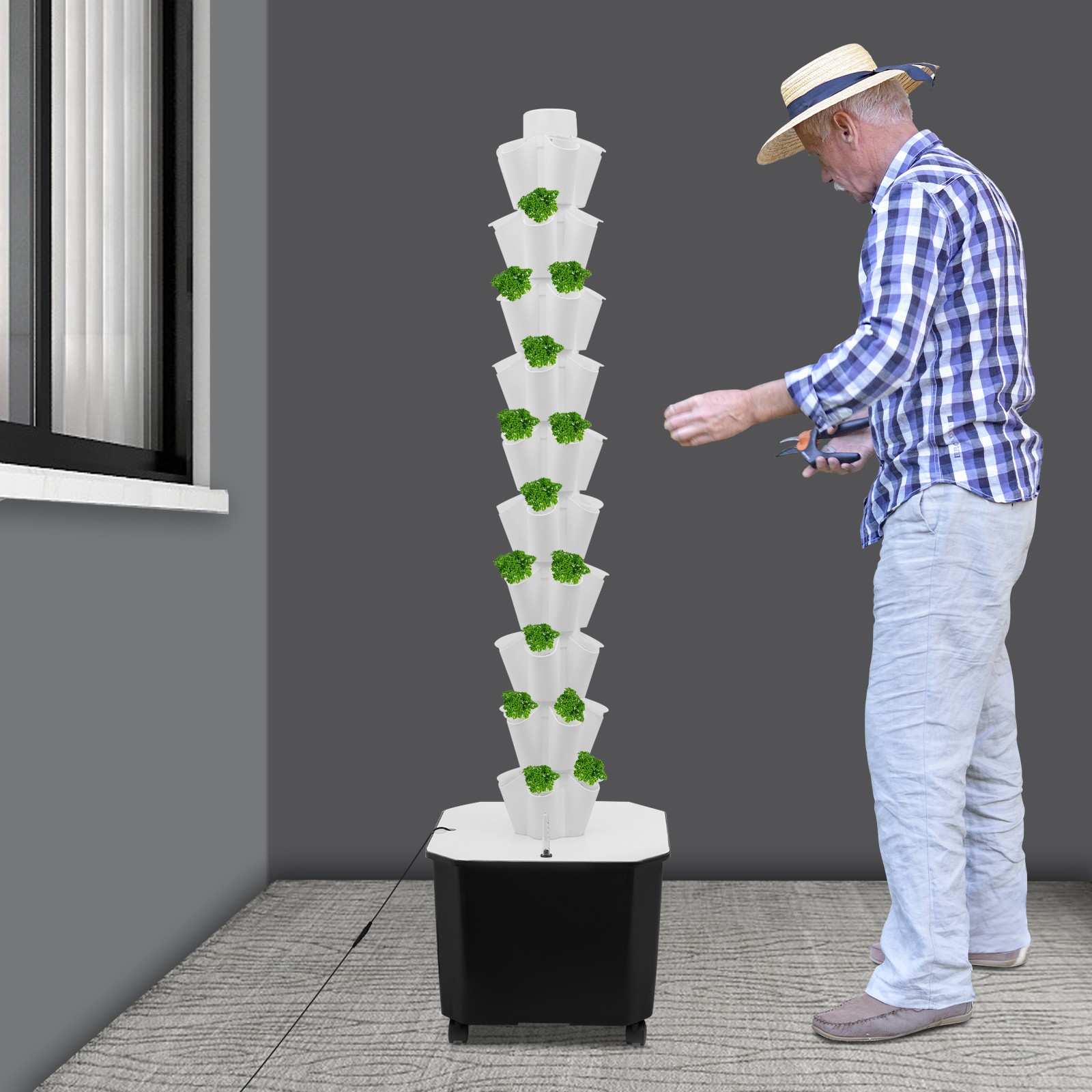 50-Hole Vertical Hydroponics Growing Kit Mobile Hydroponic Growing Kit 5 Tiers