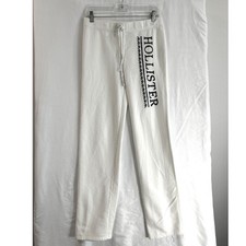 Hollister California Cream Sweatpants Embroidered Logo Straight Leg Mens Medium