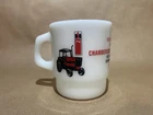 Vintage International Harvester IH Milk Glass Mug  NICE!  Anchor Hocking Badger