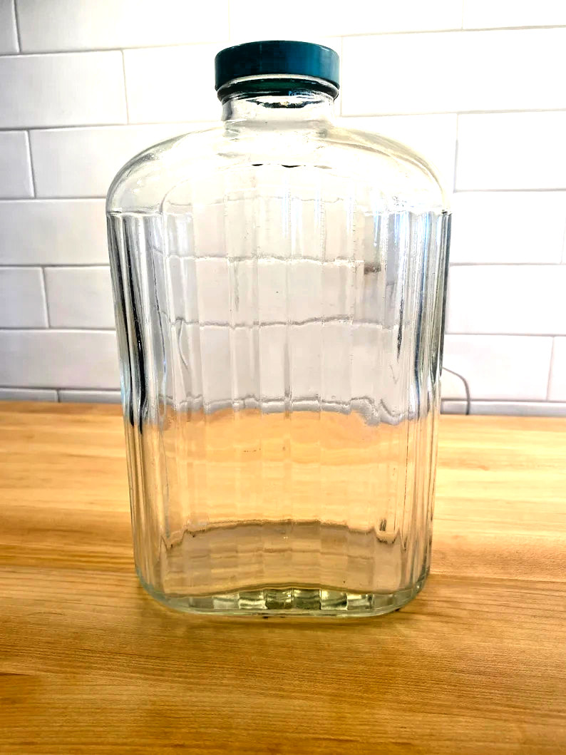 Vintage Anchor Hocking 2 Qt. Ribbed Glass Refrigerator Water