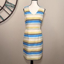 Banana Republic Dress 4 Multicolor Stripe Sleeveless Lined Sheath Workwear EUC
