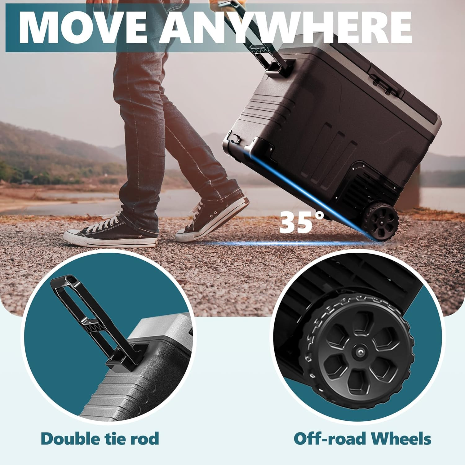 12 Volt Refrigerator, 53QT(50L) Electric Cooler, Portable Freezer 12V/24V DC 100