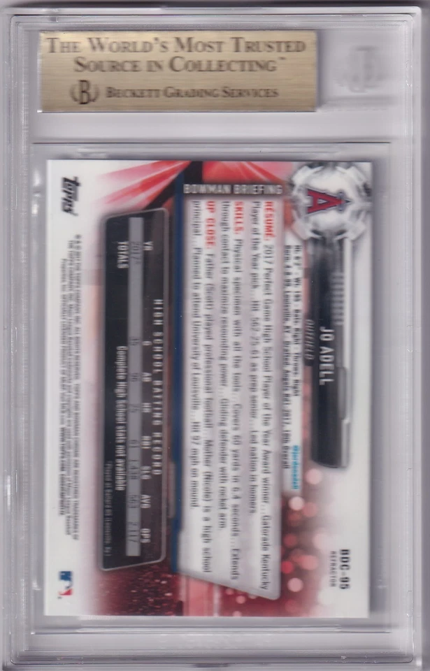 BGS 9.5 GEM 2017 BOWMAN CHROME REFRACTORS 1ST RC JO ADELL ANGELS FIRST GR197 - Image 2 of 2