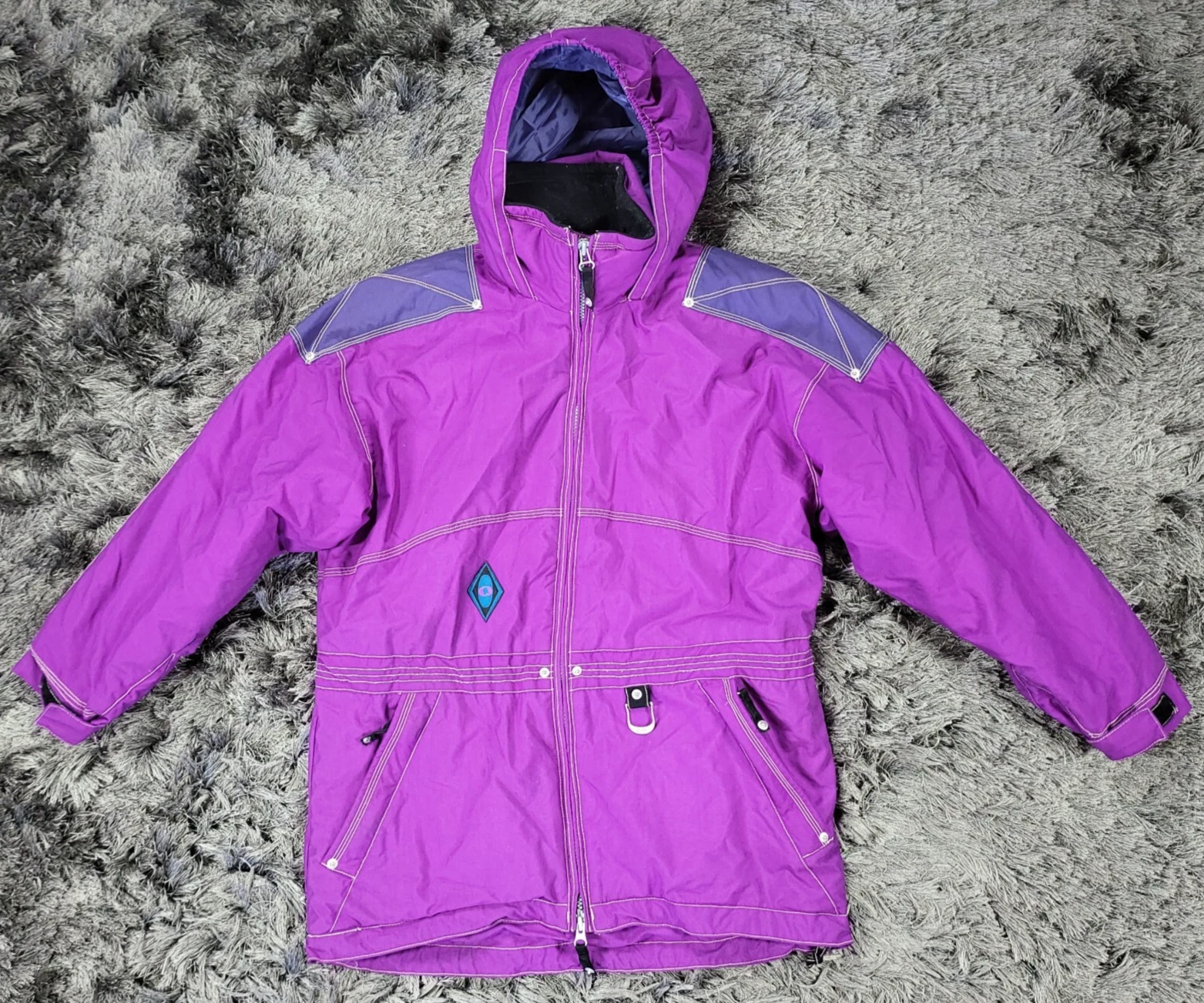 VTG Obermeyer Jacket Girls Juniors 14 Purple Snow Ski Hooded Outdoor Full-Zip