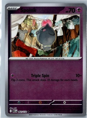 Pokemon Card - Spoink Mega Evolution 062/132 2025 Common Reverse Holo Near Mint