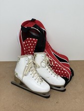 SFR Glitra Ice Skates UK Size 5 White Gold Laced Faux Fur Lining