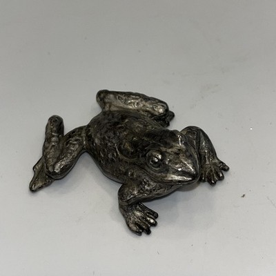 Vtg Pewter Frog 2.25  X .75  X 2  Marked Pewter Adorable!