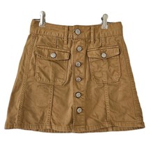 American Eagle Hi-Rise A-line Skirt 00 Denim Tan Button Up Mini Cargo Preppy