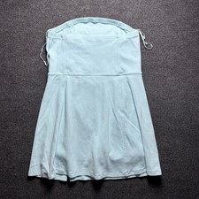 American Eagle Light Blue Ribbed Strapless Mini Dress with Built-in Shorts Large