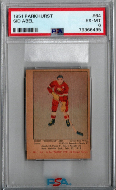 1951 Parkhurst #64 Sid Abel Red Wings PSA EX-MT 6