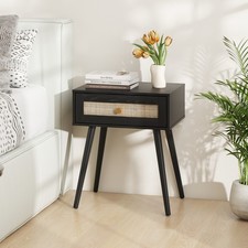 Nachttisch Rattan Nachtschrank Schublade Beistelltisch Schlafzimmer 48x40x58cm