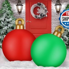 Jetec 2 Pieces 32 Inch Giant PVC Inflatable Christmas Decorated Ball Ornaments