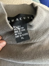 Baracuta Mens Long Sleeve Sweater XL Gray Silk Blend Mock Neck Business Soft