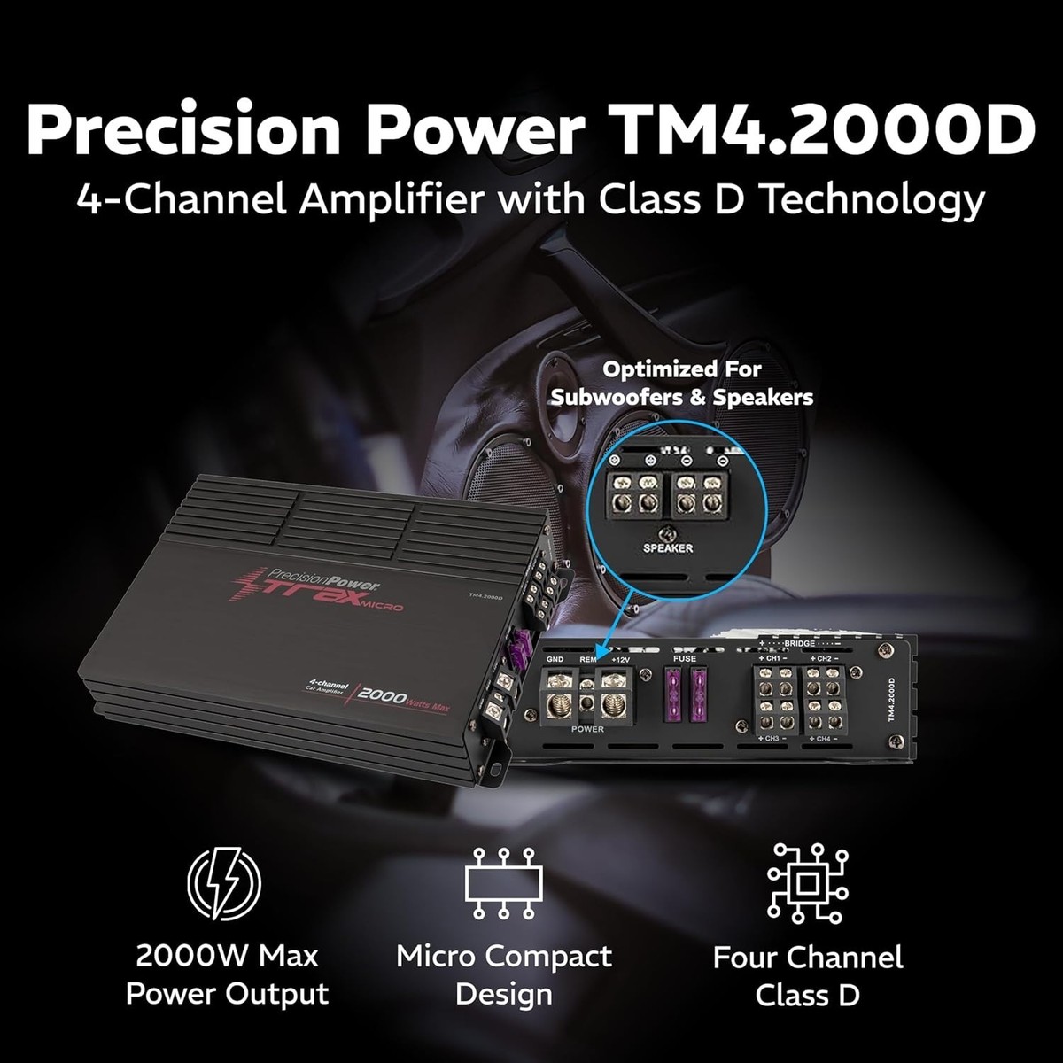 Precision Power TM4.2000D 2000 Watt Class D Trax Micro 4-Channel