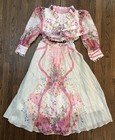 Sunfere Floral Print 2 Piece Set Long Sleeve Top & Maxi Skirt Boho Dress Size M
