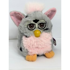 Vintage 1998 Tiger Electronics Furby Grey Pink Spotted Dalmatian Brown Eyes Tag