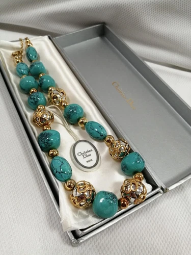 Collana CHRISTIAN DIOR turchese x oro turchese ottima