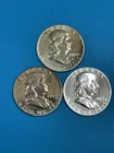 3-Coins 50c SILVER Franklin Half Dollars Proof 1960/1962/1963 Toning
