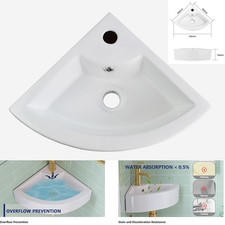 Modern Bathroom Sink Wash Basin Ceramic Wall Mounted Corner Basin Sink White