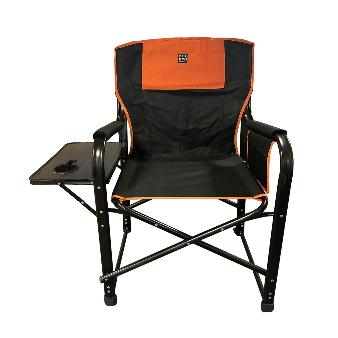 OLPRO Directors Chair Orange & Black - Folding Camping Chair