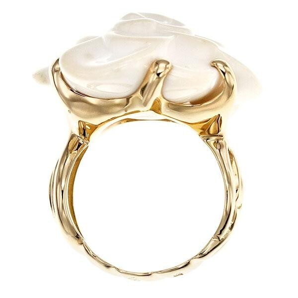 CHANEL Camellia Collection K18YG Chalcedony Ring Flower