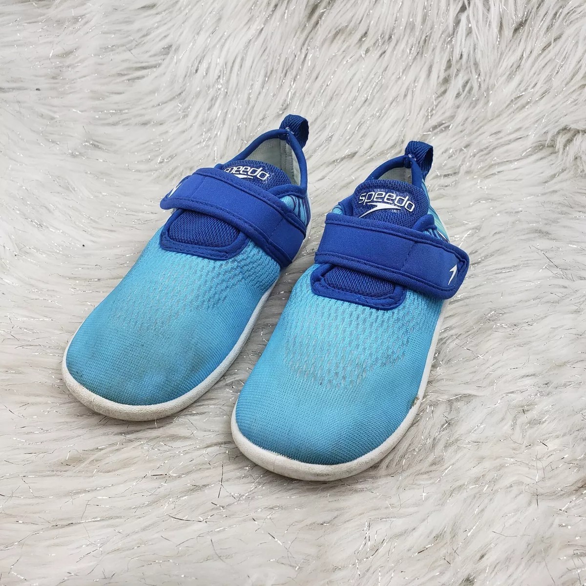 SPEEDO Blue Easy On Water Pool Deck Shoes Youth Kids Size XL 11 12