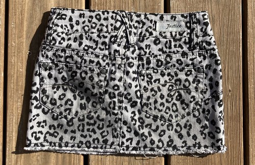 Justice Skirt Skort Built in Shorts Size 6S Animal Leopard Print Gray - Picture 2 of 6