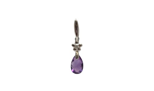 Gorgeous 14K White Gold Amethyst Briolette Dangle Stud Earrings - Picture 5 of 6
