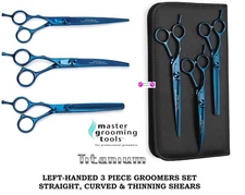 Master Grooming Tools LEFTY TITANIUM THINNING,STRAIGHT&CURVED SHEAR SCISSOR KIT