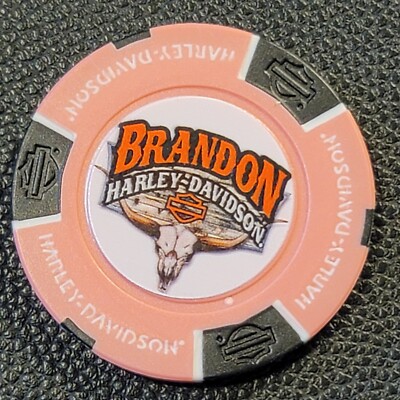 BRANDON HD ~ FLORIDA (Pink Full Color) Harley Davidson Poker Chip CLOSED