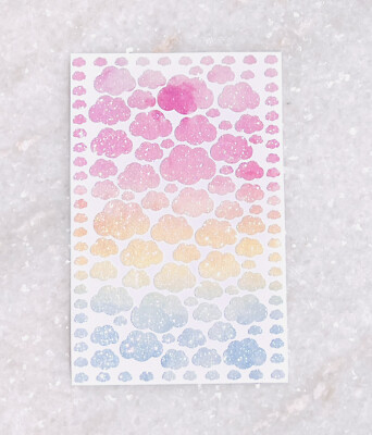 Pastel Glitter Cloud Sticker Sheet - 0.25 to 1 inch 