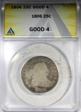 1806 Draped Bust Quarter ANACS G4 Circulated Low Grade Type Coin