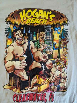 Vtg WWE Hulk Hogans Beach SAND unisex Sz S T Andre The Giant Hulk HoganMean Gene