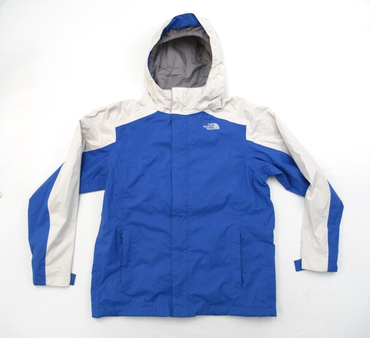 North Face Jacket Boys L 14-16 Blue White Grey Shell North Face Jacket Boys L 14-16 Blue White Grey Shell