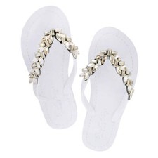 Greenwich - Rhinestone Flat Flip Flops Sandals