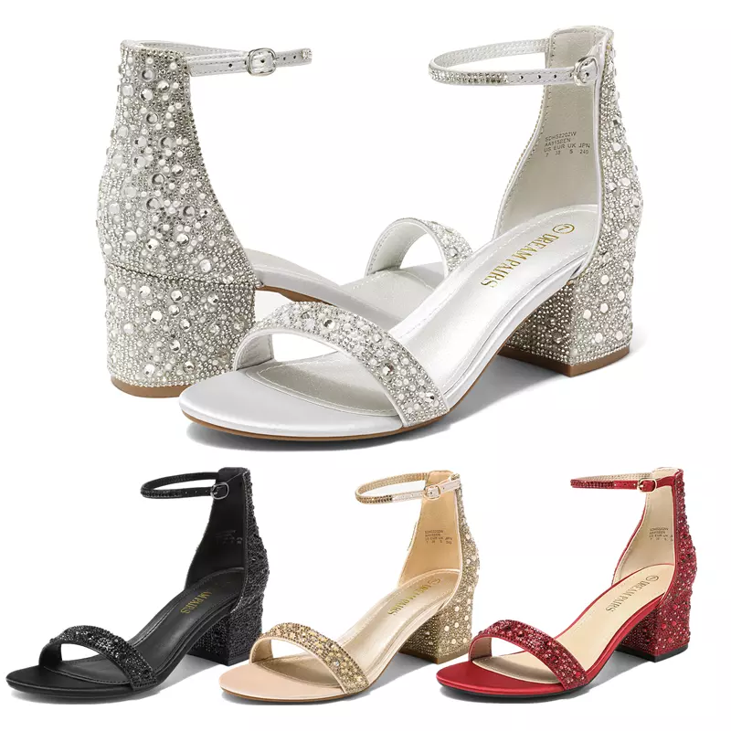 Rhinestone block hotsell heel sandals