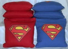 SUPERMAN Cornhole Bags Baggo Bean Bag Toss -- SEAMS WON'T FALL APART!