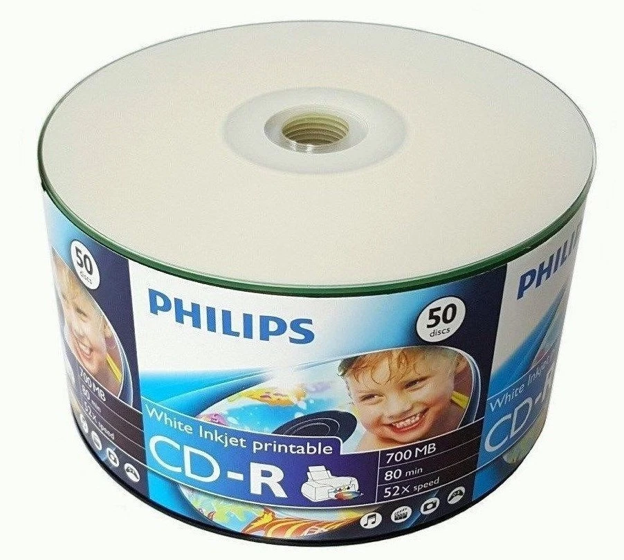 25 PHILIPS Blank 52X CD-R CDR 700MB White Inkjet Printable Media Disc in Sleeves - Image 2 of 3