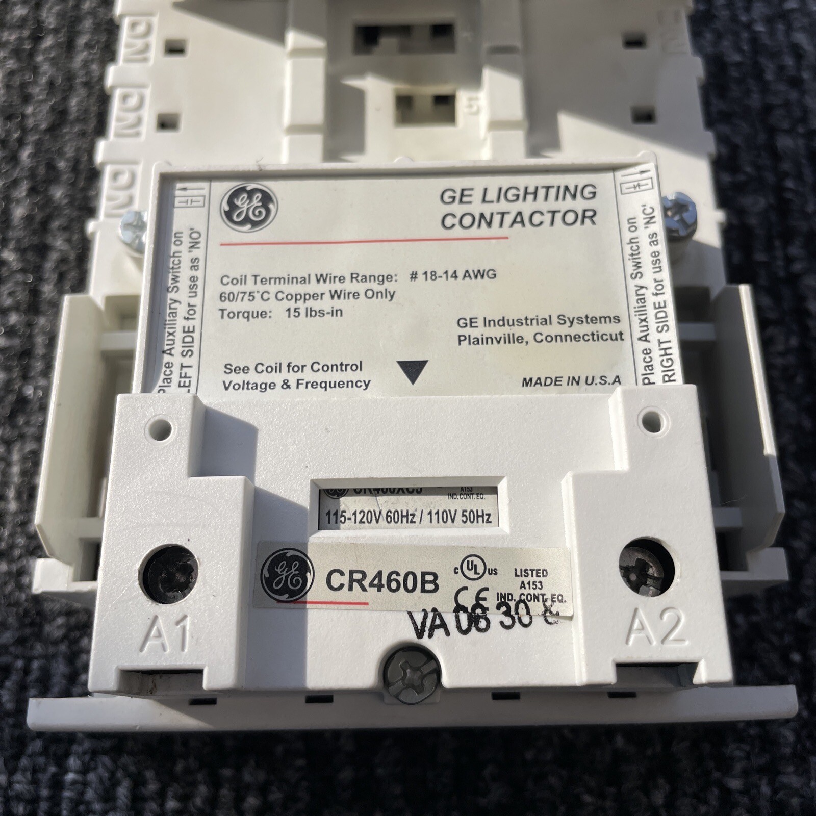 GE CR460B, 6 Pole, Open Lighting Contactor, 120V Coil, (3) 2 Pole