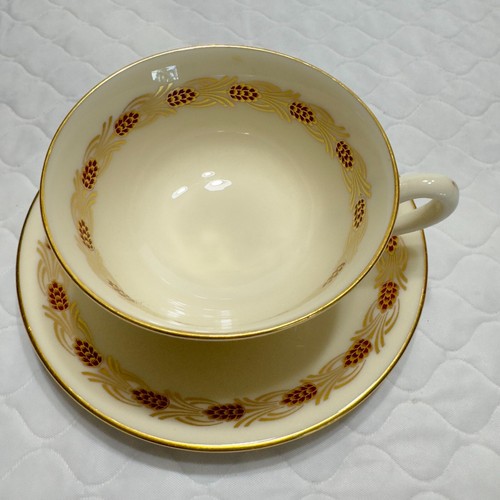 Set 2 Lenox Pinehurst Maroon Tea Coffee Cup Saucer USA 0407R Pinecones Vintage - Picture 3 of 11