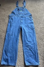 Liberty Blue Denim Bib Overalls/Farmer Carpenter Jeans Size 42x30 Med Wash