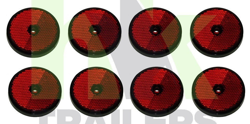 8 x Round Red Rear Reflectors for Trailers, Ifor, Trucks, Caravan, Maypole