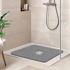 HITSLAM Square Shower Mat, 24 x 24 Inch Non Slip Bath Mat for Tub, Soft PVC