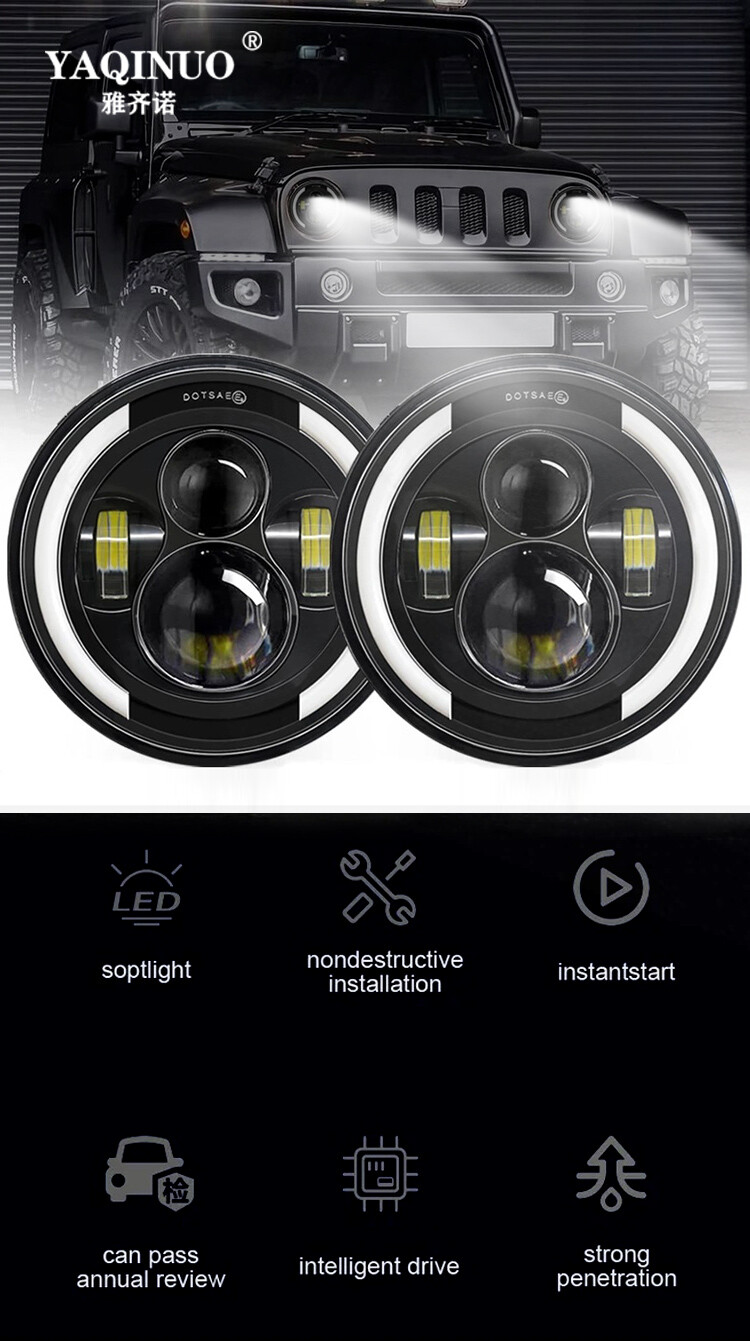 120W 7x6'' 5x7'' LED Headlight Hi-Lo Beam Halo DRL For Jeep Cherokee XJ YJ DOT