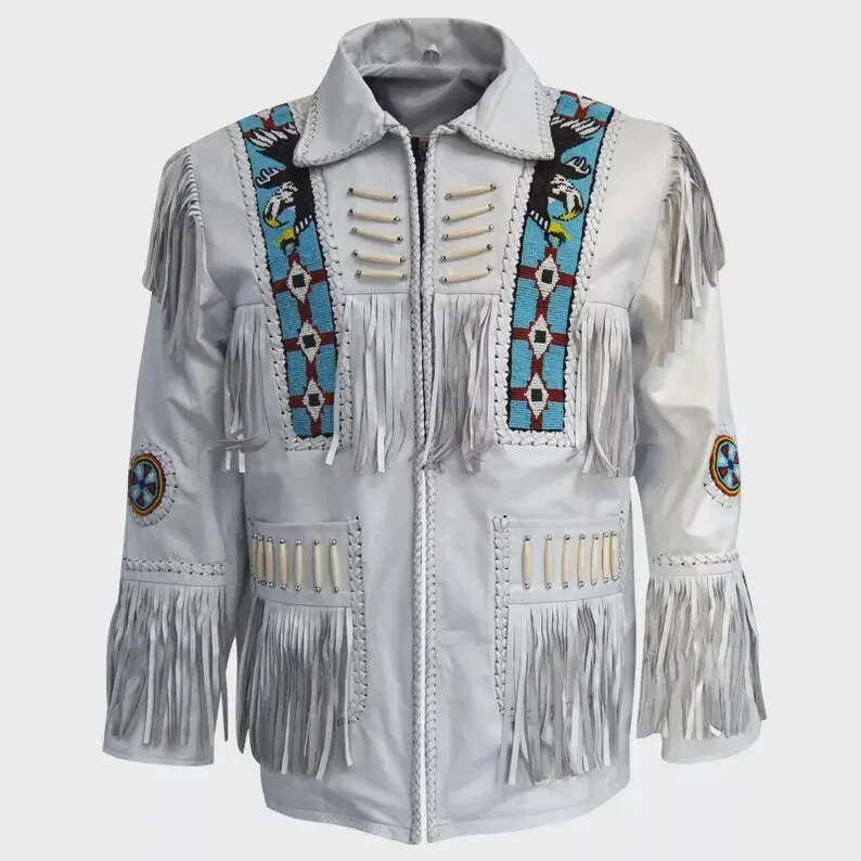 Men American Native Traditional Cowboy Style Suede Handmade leather Jacket